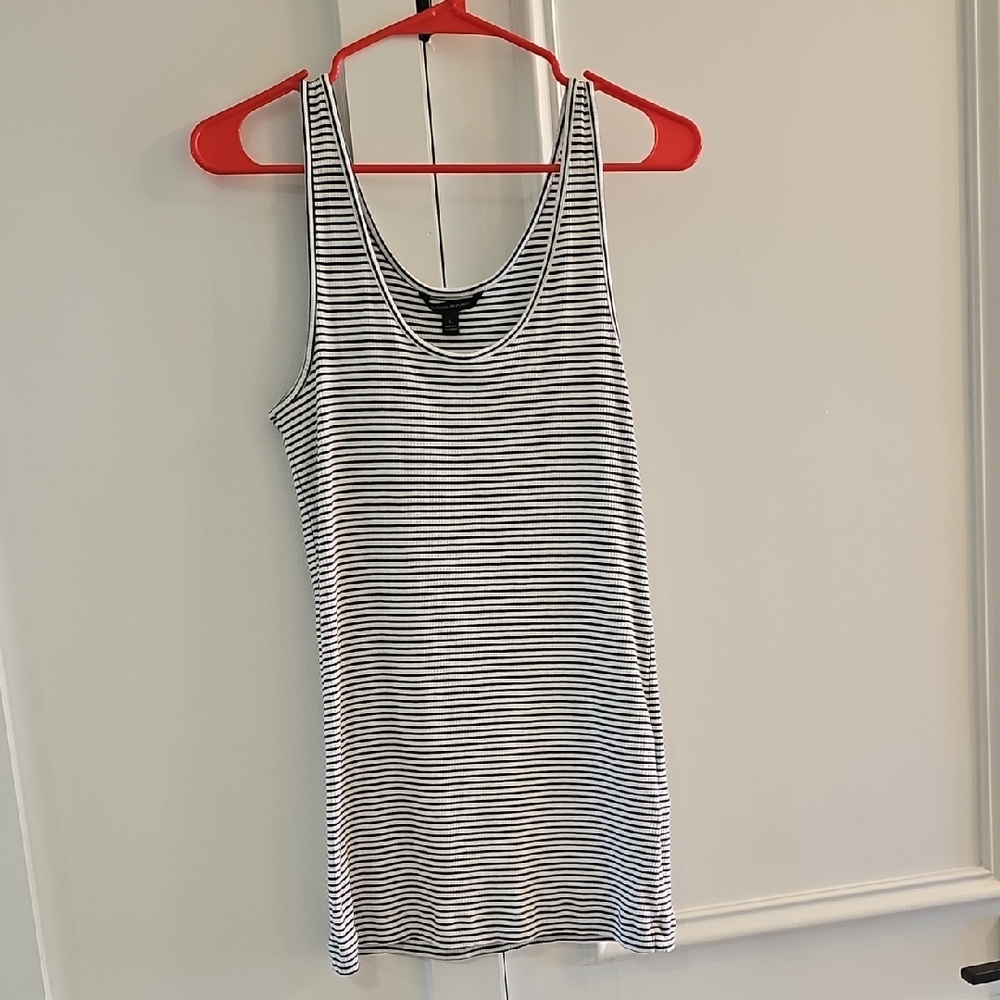 Banana Republic Green and White Striped Top Size Large Like New